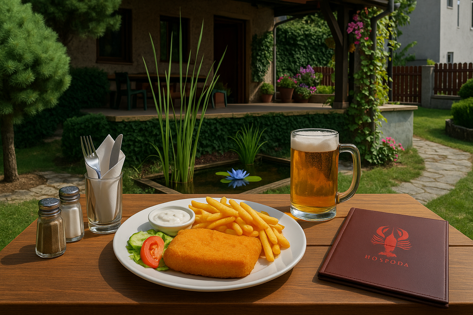 Smažák s hranolkami a tatarkou