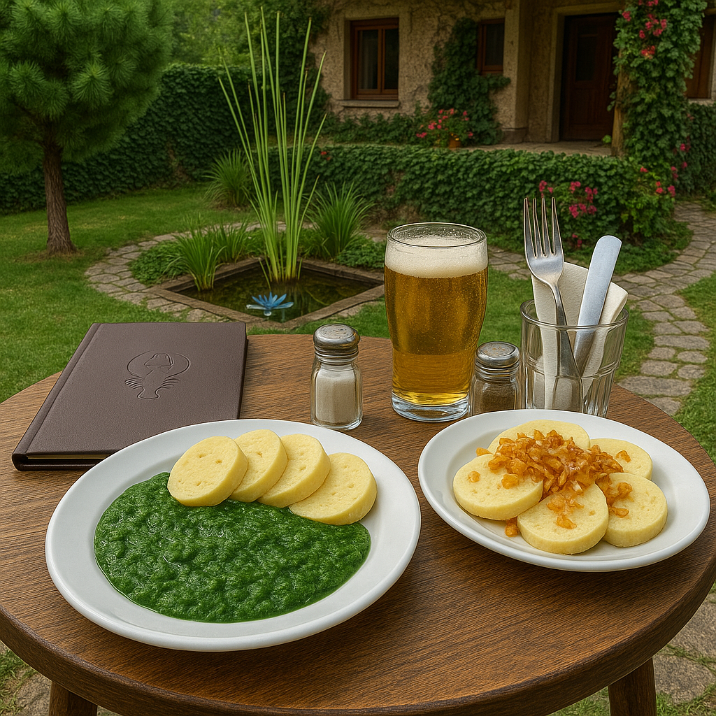 Bramborový knedlík se špenátem